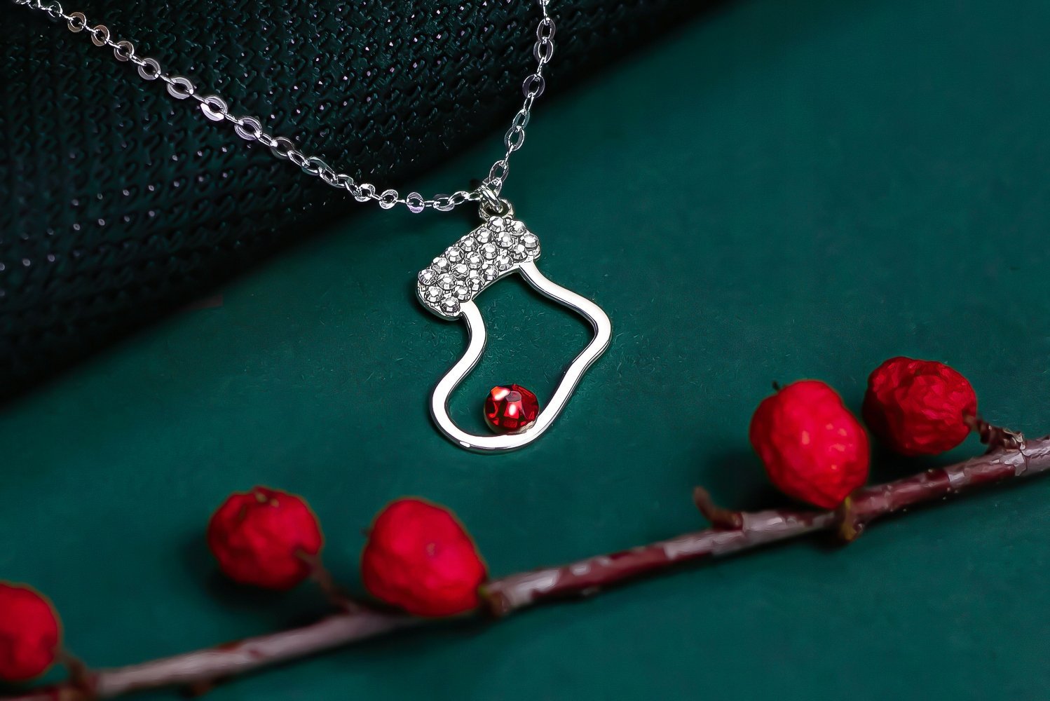 Radziszewska Jewellery Naszyjnik Srebrny Skarpeta Świąteczna 925 Prezent ŻYCZENIA GRATIS