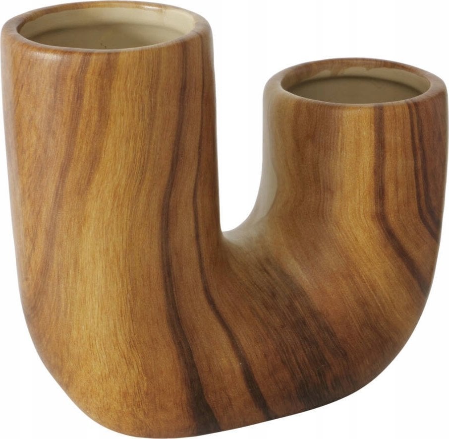 Boltze Wazon ceramiczny z wzorem drewna WILHELMY, 14,5 cm