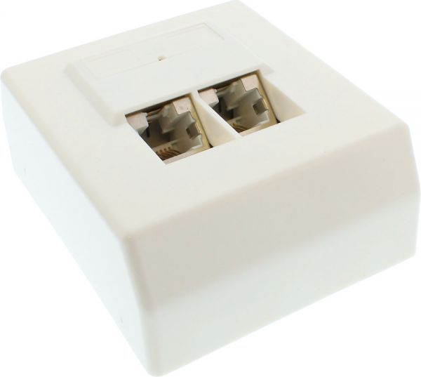 InLine Gniazdo 2x RJ45, biały (74202)
