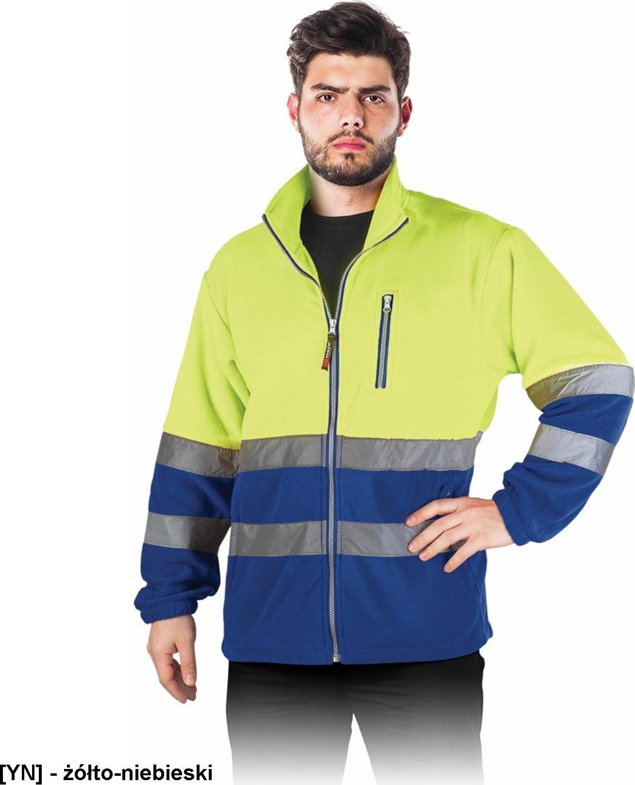R.E.I.S. POLSTRIP - bluza polarowa z pasami odblaskowymi - żółto-niebieski M