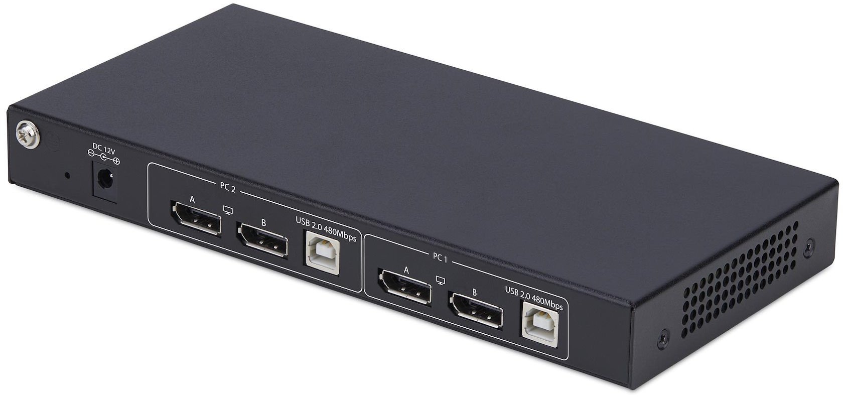StarTech.com 2-Port Dual-Monitor DisplayPort KVM Switch with Dual View Video Matrix, 4K 60Hz, 4x USB Hub Ports, Hotkey Switching, DP 1.2 Matrix KVM, T