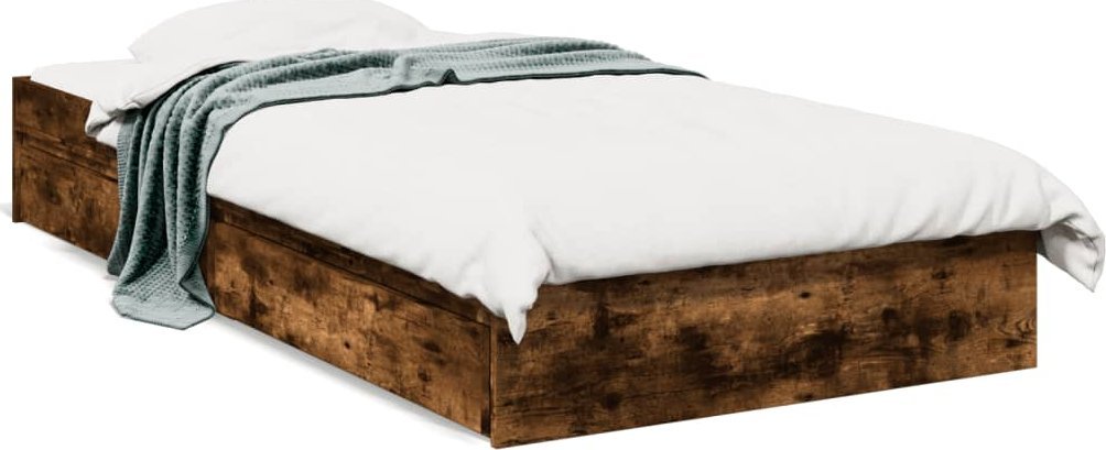 vidaXL vidaXL Rama łóżka z szufladami, przydymiony dąb, 75x190 cm