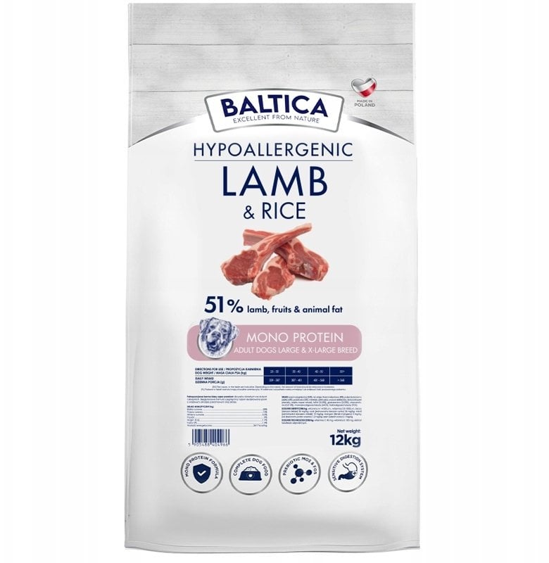 BALTICA NUTRACEUTIC Hypoallergenic Lamb & Rice L / XL 12kg