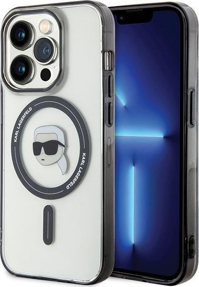 Karl Lagerfeld Karl Lagerfeld KLHMP15LHKHNOTK iPhone 15 Pro 6.1" transparent hardcase IML Karl`s Head MagSafe