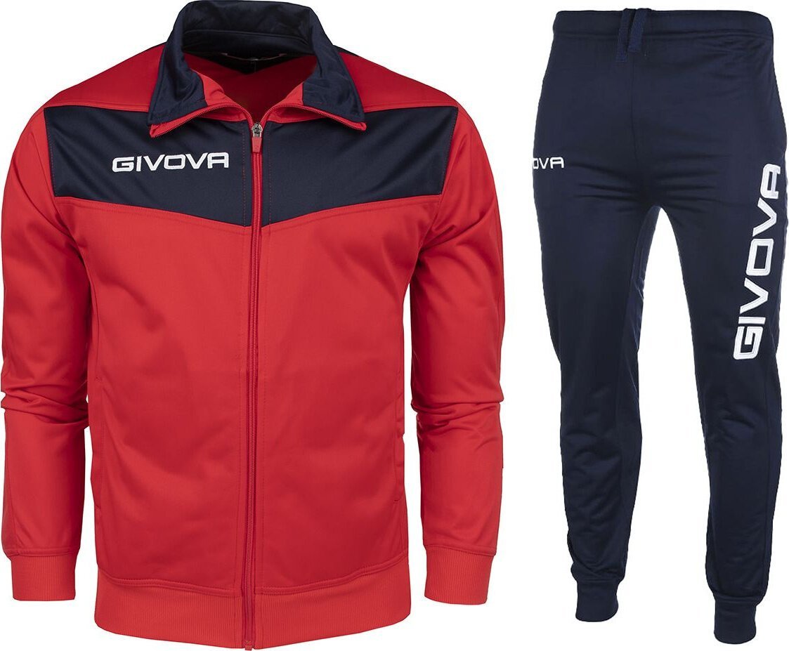 Givova Dres treningowy piłkarski komplet bluza spodnie Givova Tuta Visa Triacetato czerwono-granatowy TR018 1204 2XL