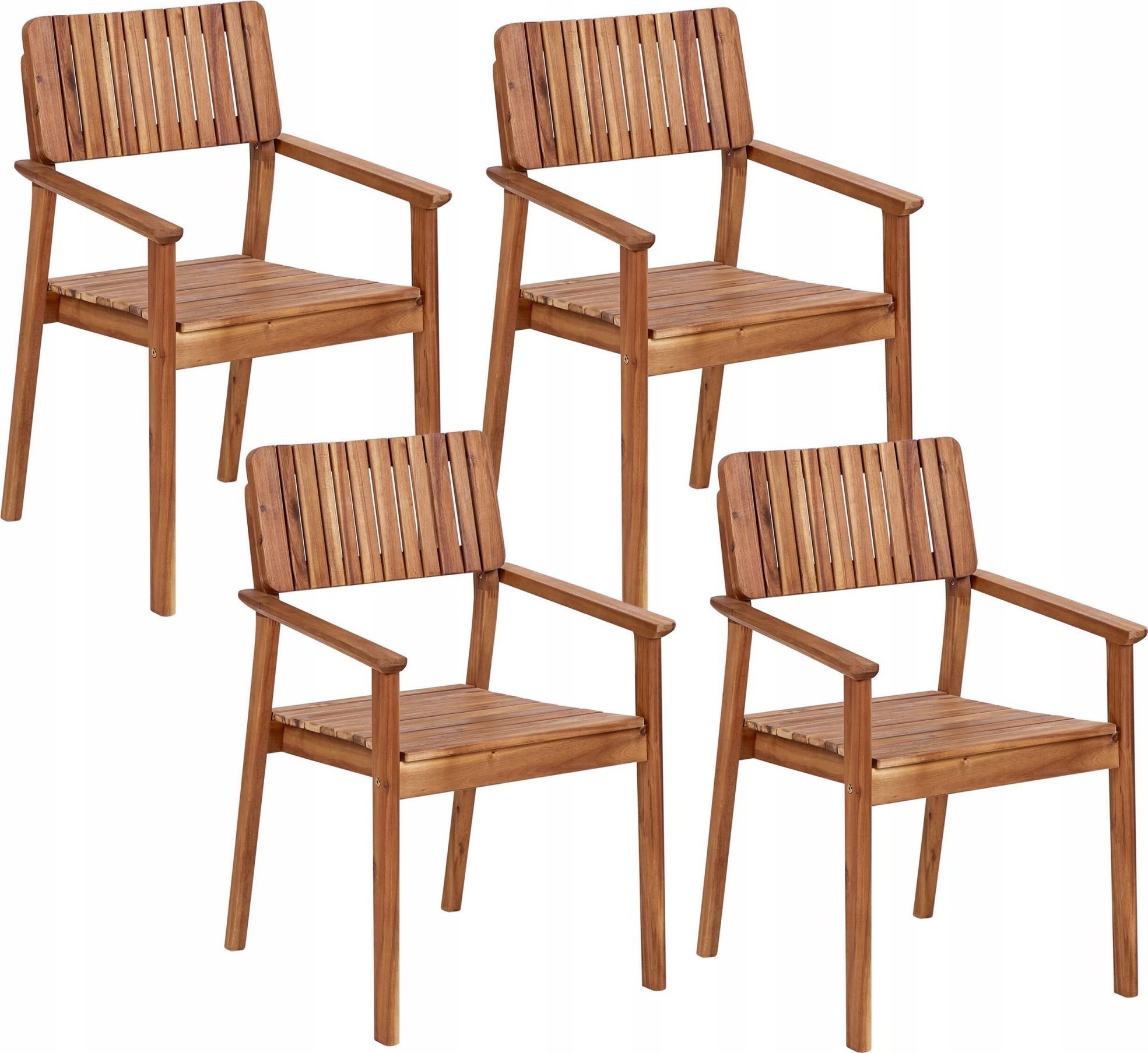 Beliani Krzesło ogrodowe Zestaw 4 Drewno Jasne drewno AGELLO