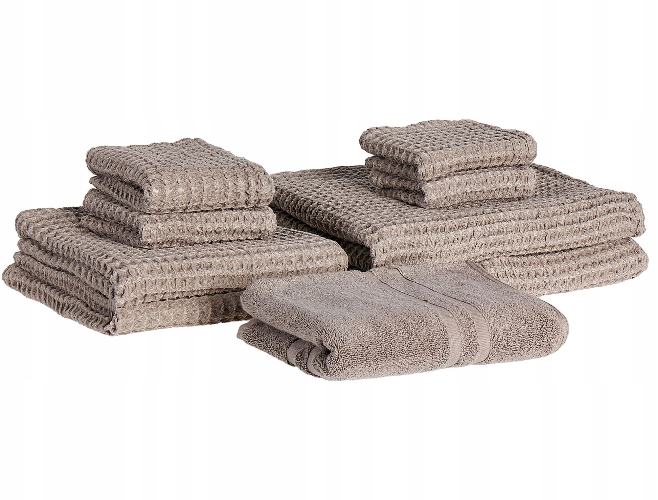 Beliani Komplet 9 ręczników AREORA Bawełna Beżowoszary