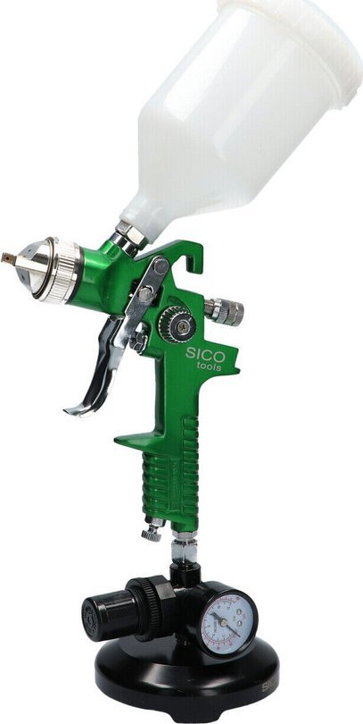 Pistolet natryskowy HVLP 1.4+2.0 Dysza Regulator ciśnienia Manometr Gwint 1/4