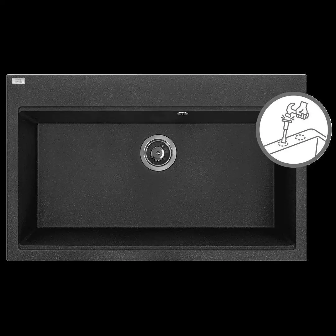 Zlewozmywak Laveo LAVEO Tau Czarny SBT_7108 Czarny - zlewozmywak 1-komorowy