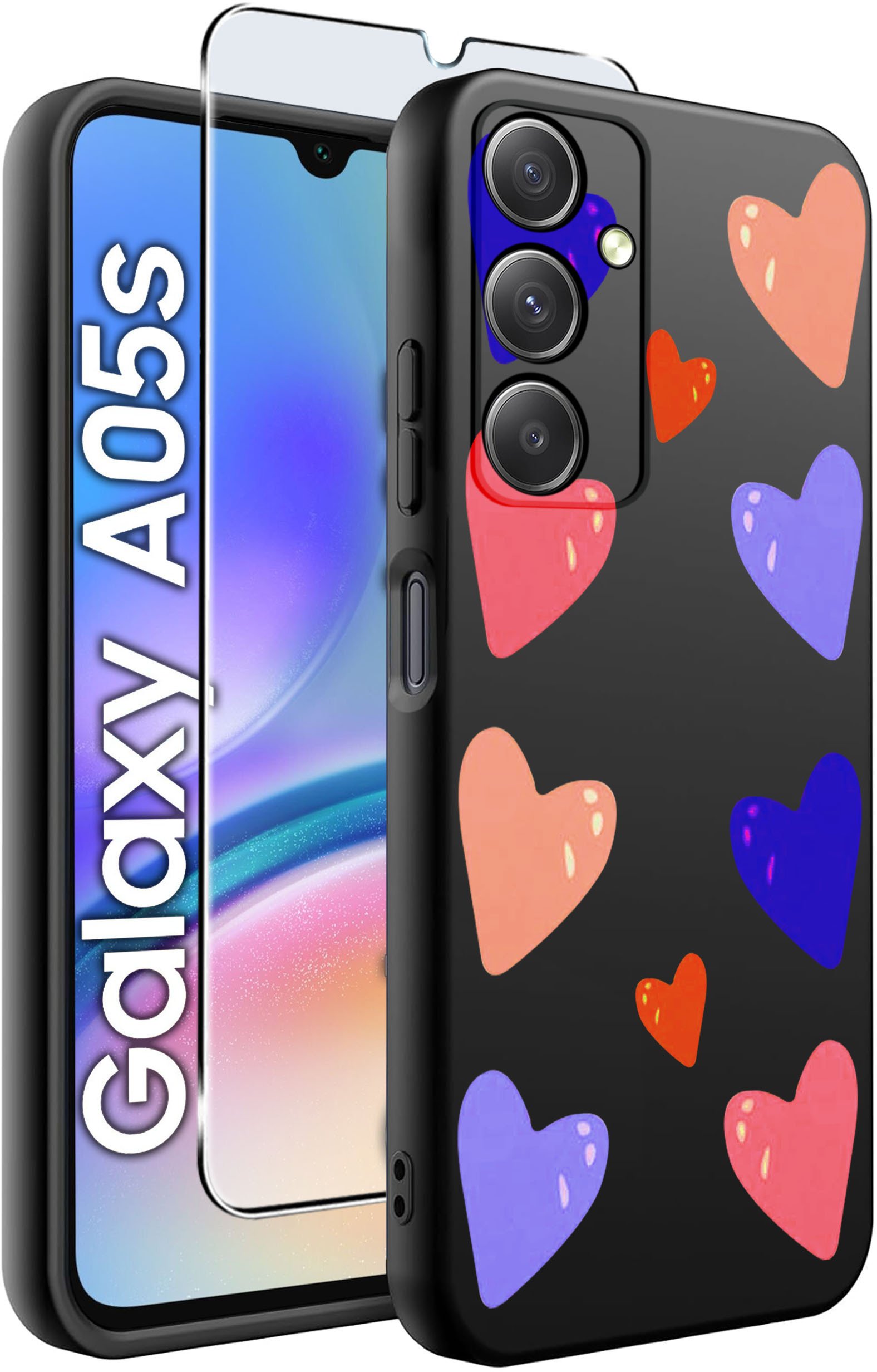 ETUI do Samsung A05s WZORY | SILIKONOWE MATT CASE + SZKŁO 9H