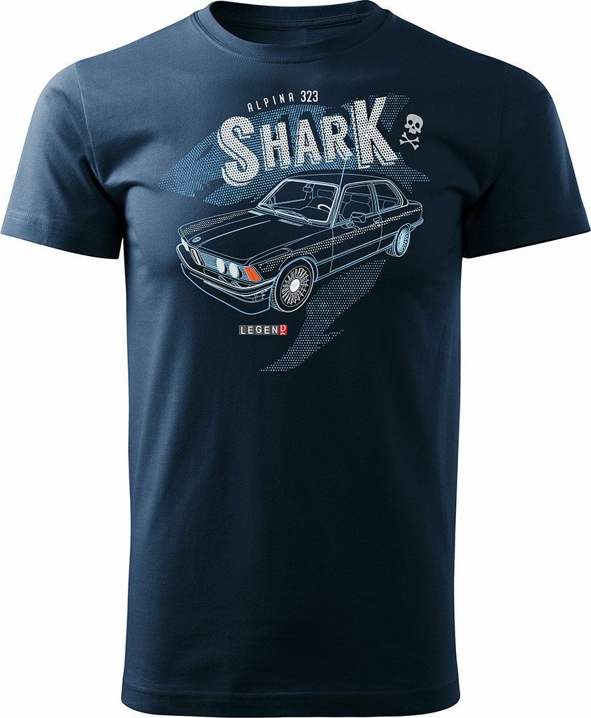 Topslang Koszulka z samochodem BMW 323 rekin męska granatowa REGULAR S