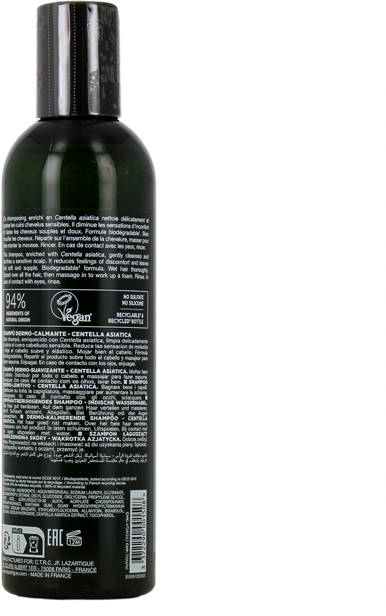 Lazartigue, Cica - Calm, Vegan, Hair Shampoo, For Calming, 250 ml Unisex