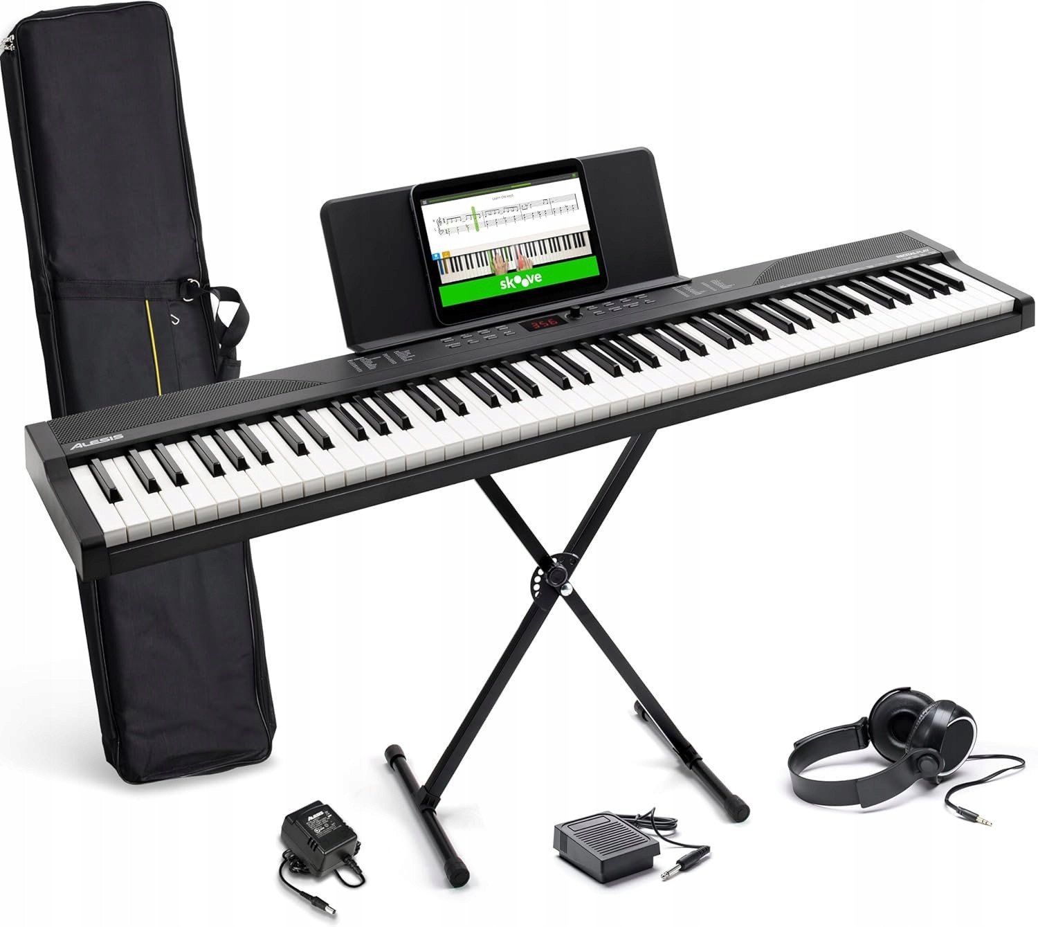 Alesis Keyboard E-Piano z 88 klawiszami 480 dźwięków USB-MIDI z akcesoriami