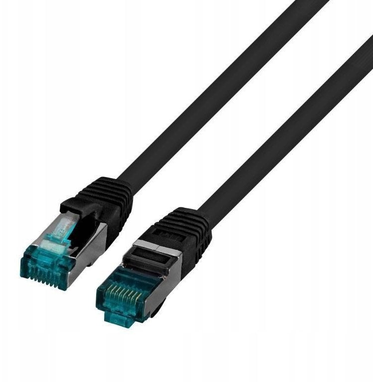 Kabel krosowy patchcord securityNET S/FTP kat.6A czarny 0,25m LSZH PC-6ASFTPLSZH-BK0.25