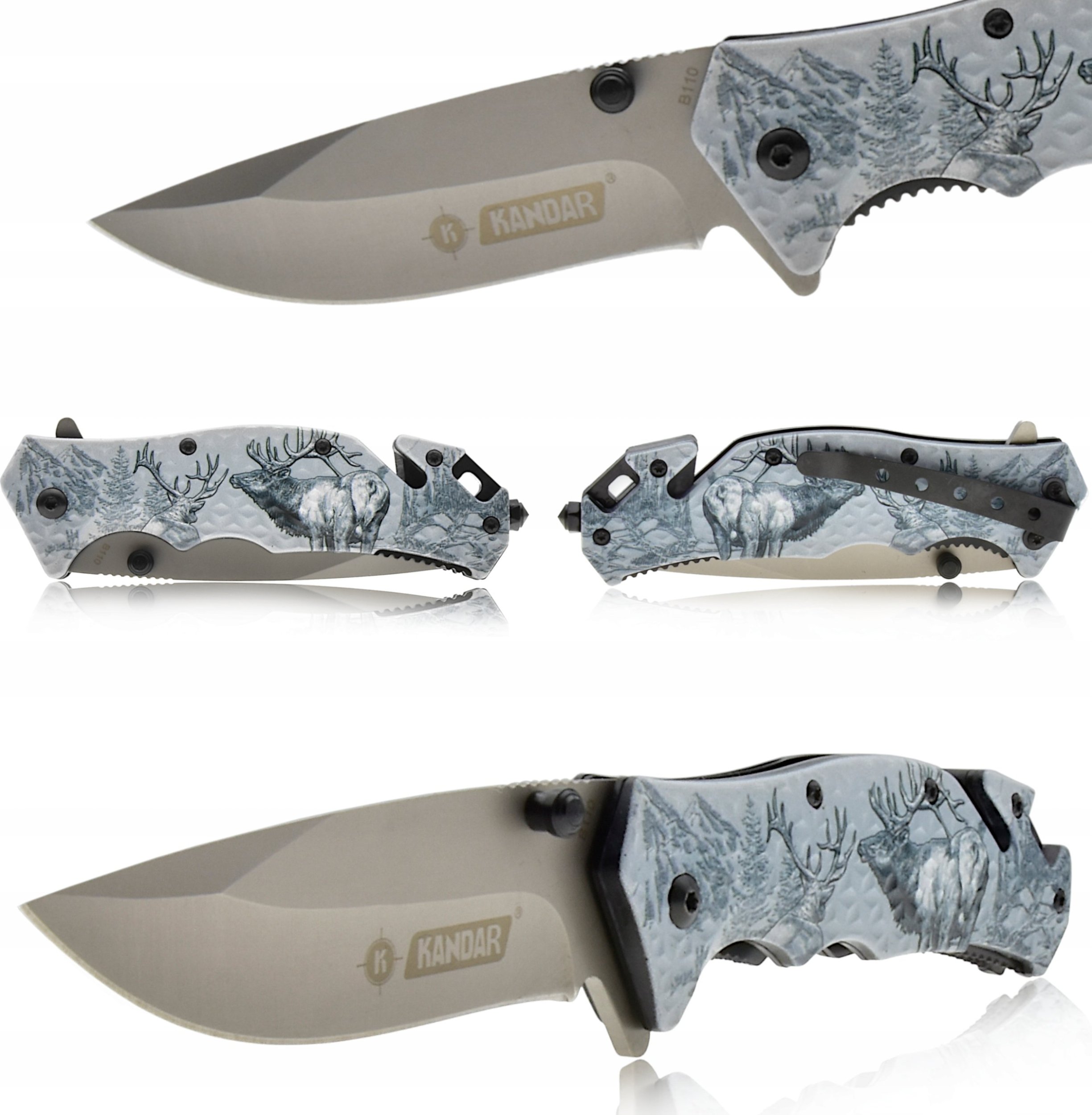 Kandar Nóż RATOWNICZY Scyzoryk Składany Zbijak TAKTYCZNY