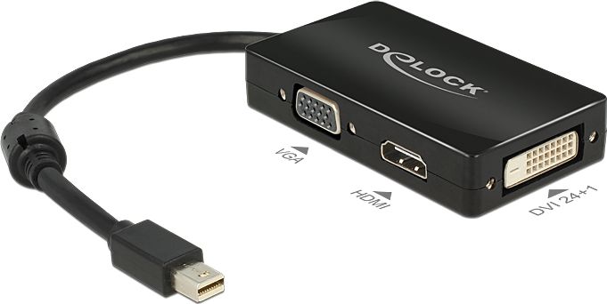 Adapter AV Delock DisplayPort Mini - HDMI - D-Sub (VGA) - DVI-D czarny (62631)