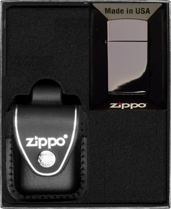 Zestaw ZIPPO Zapalniczka EBONY SLIM HIGH POLISH Prezentowy No3