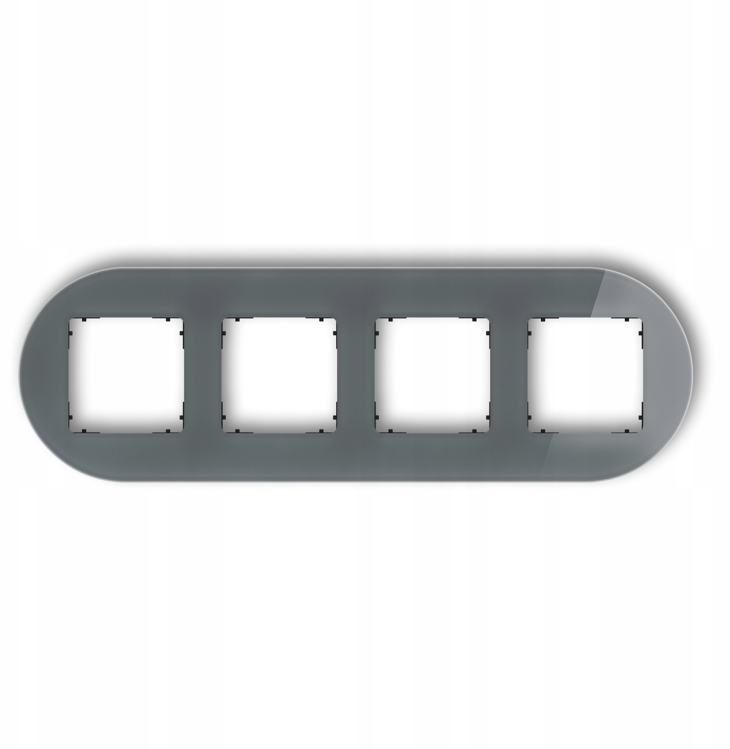 Karlik Ramka uniwersalna poczwórna okrągła - efekt szkła (ramka: grafitowa spód: czarny) 28-12-IRSO-4