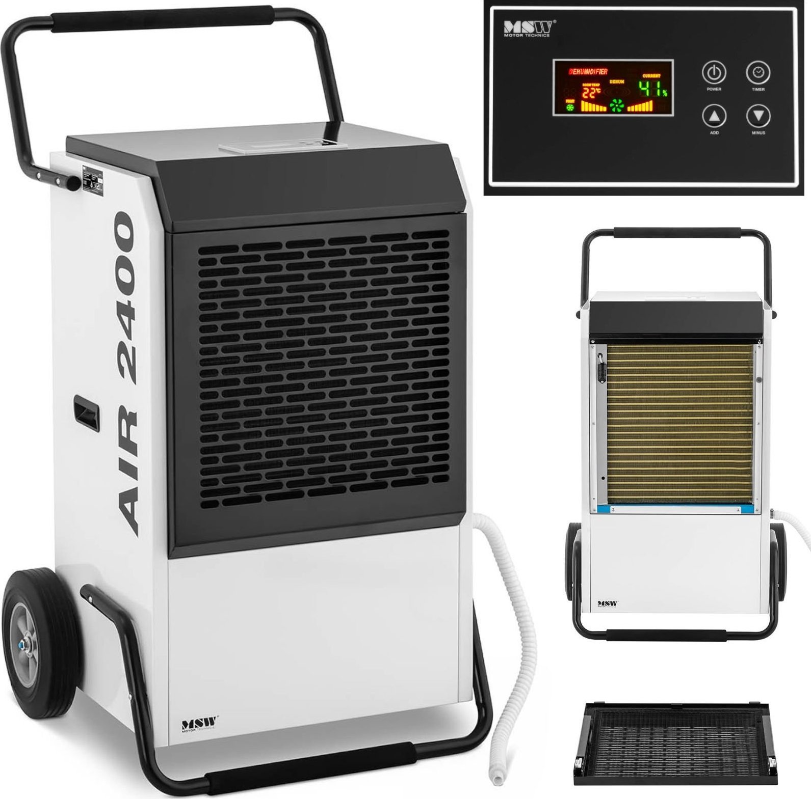 MSW Osuszacz powietrza pochłaniacz wilgoci przemysłowy budowlany 158 l/24 h do 220 m2 Osuszacz powietrza pochłaniacz wilgoci przemysłowy budowlany 158