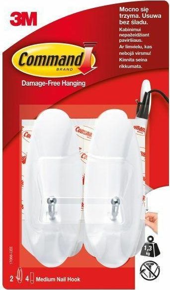 3M Wieszaki Z Metalowym Uchwytem 2szt Wielokrotnego Użytku Białe 17068 3M Command
