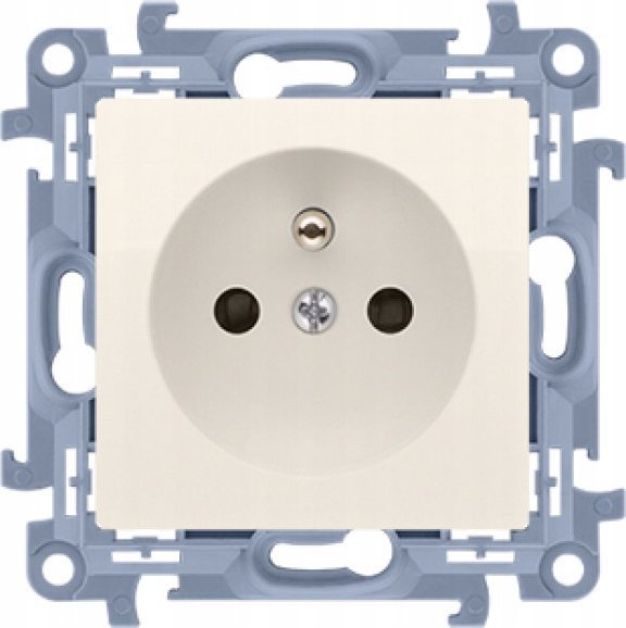 Kontakt-Simon Simon 10 Gniazdo wtyczkowe pojedyncze z uziemieniem z przesłonami torów prądowych kremowy 16A CGZ1CZ.01/41