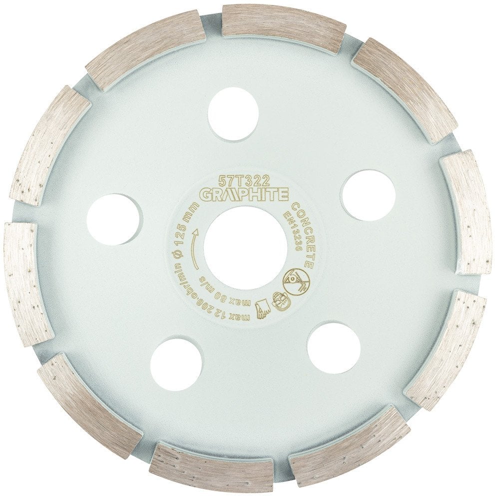 Tarcza diamentowa szlifierska, 1 segment, 125 x 22.2 mm, na sucho