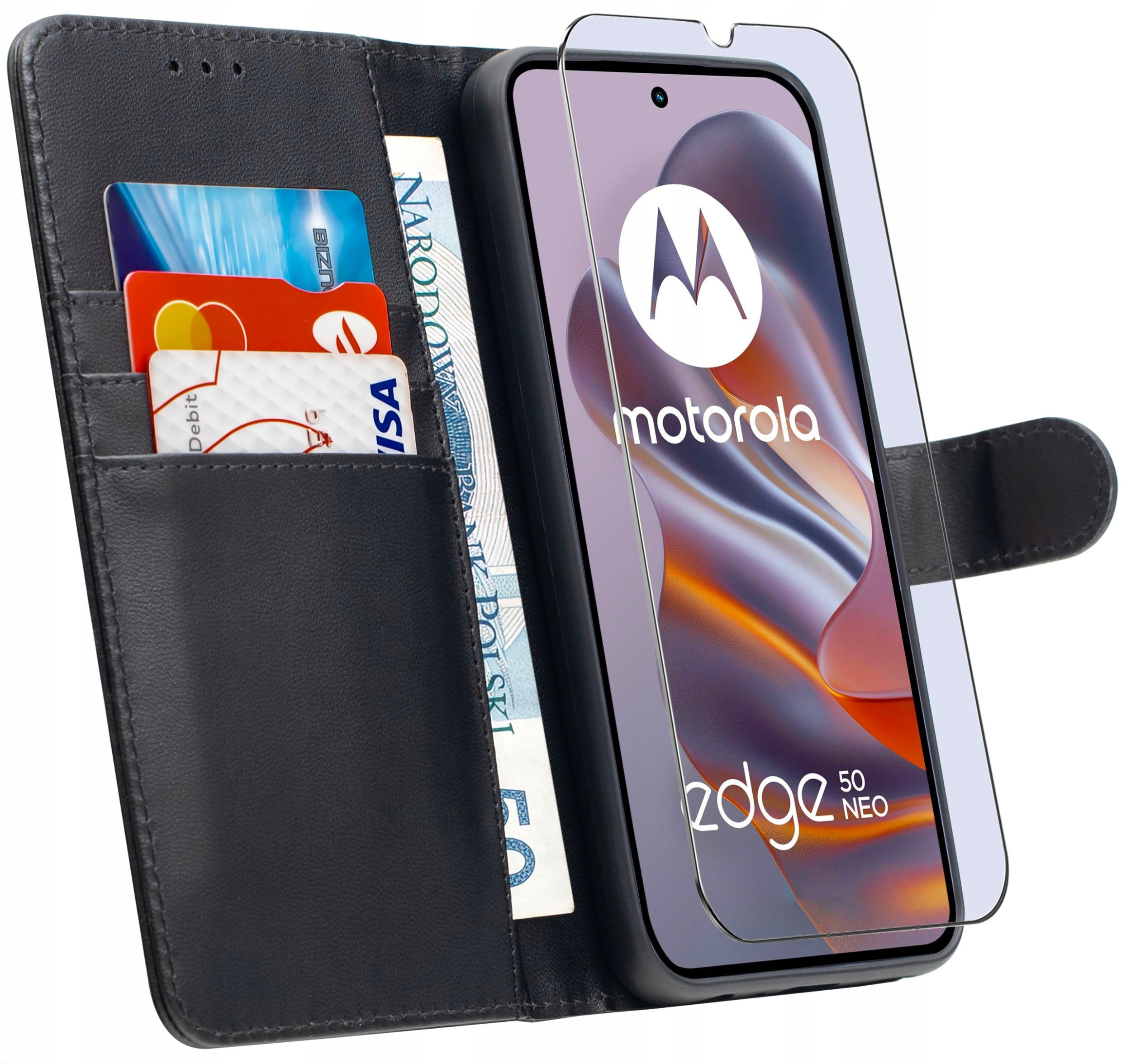 ETUI do Motorola EDGE 50 Neo |SKÓRZANE PORTFEL BOOK TOKRA CLASSIC +SZKŁO