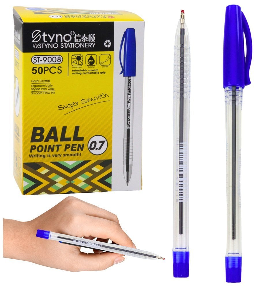 Długopis Z Zatyczką Niebieski Tusz Wkład Końcówka 0.7mm