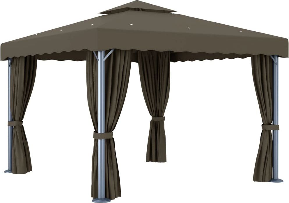 vidaXL Altana ogrodowa z zasłonami, 3 x 3 m, kolor taupe, aluminium