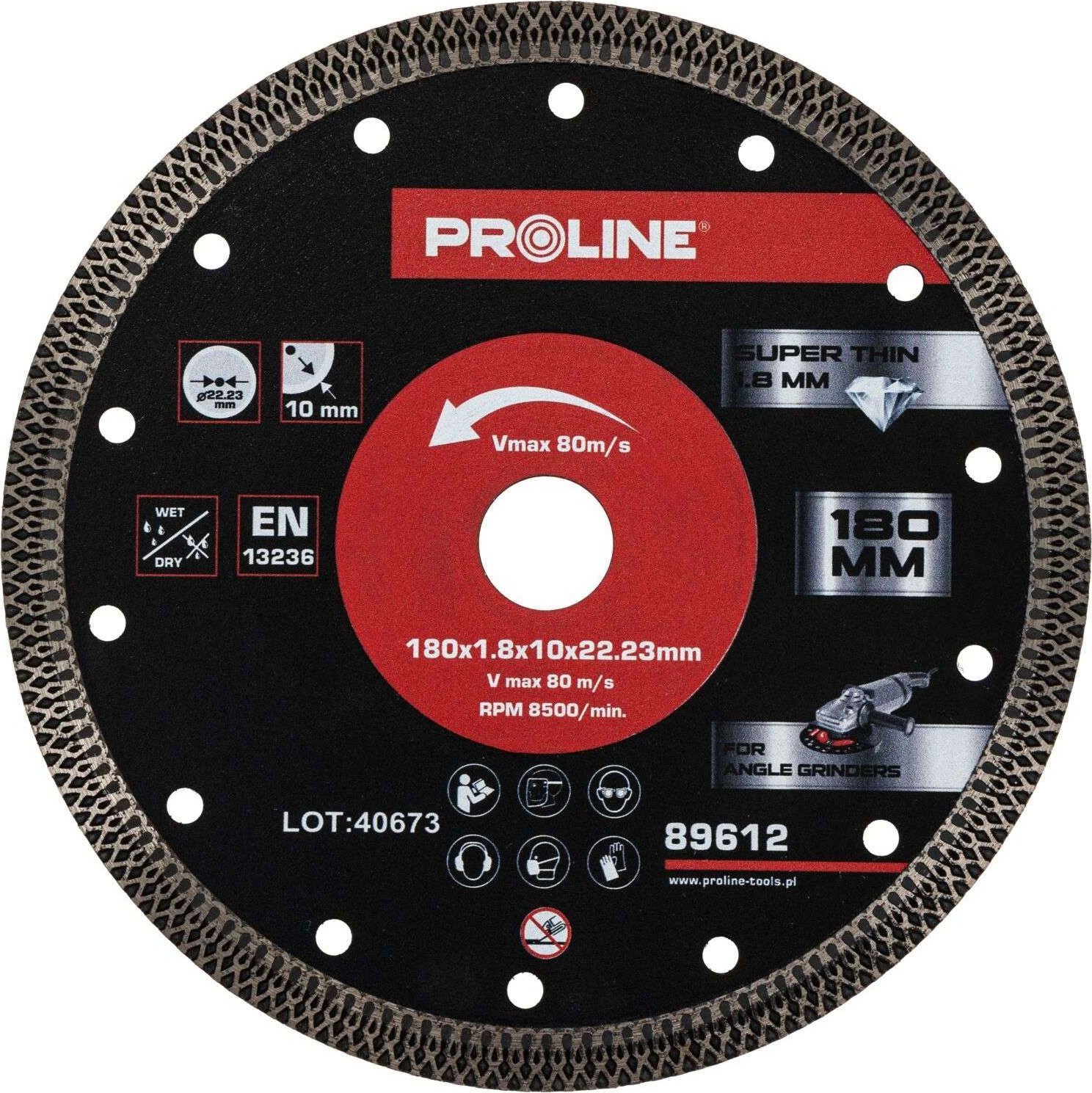 Tarcza diamentowa do cięcia,cienka,180*1.8*10*22.23,proline