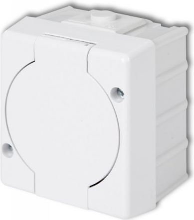 Karlik Gniazdo pojedyncze 2P+Z klapka biała IP44 (GHS-1)