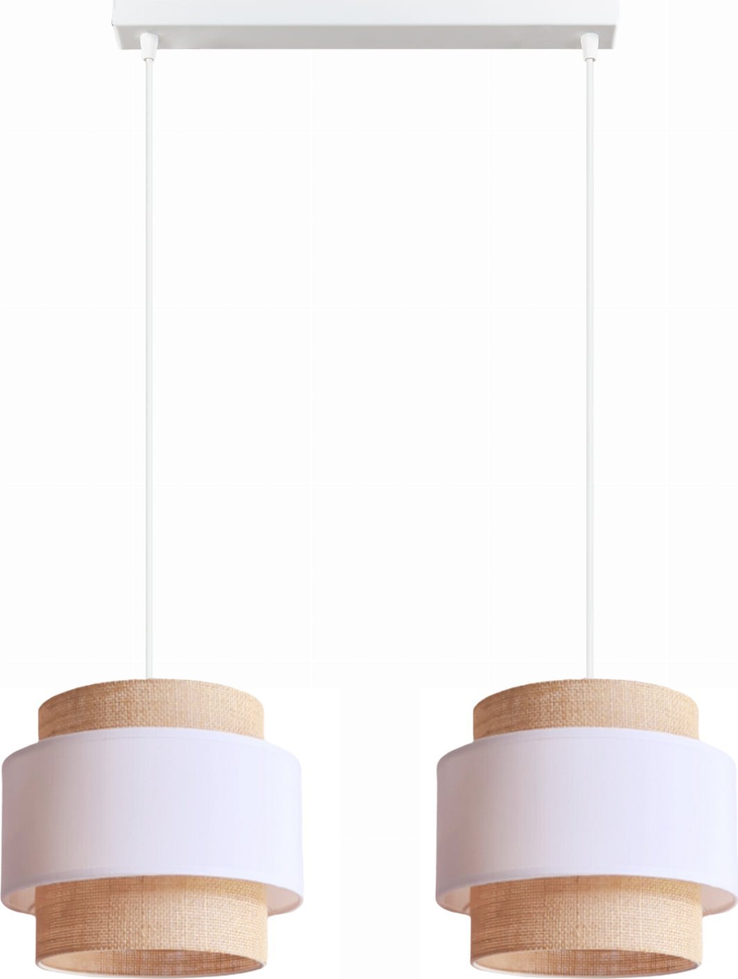 Lampa wisząca Solar Lampa wisząca sufitowa żyrandol BOHO len i biel 2 żarówki