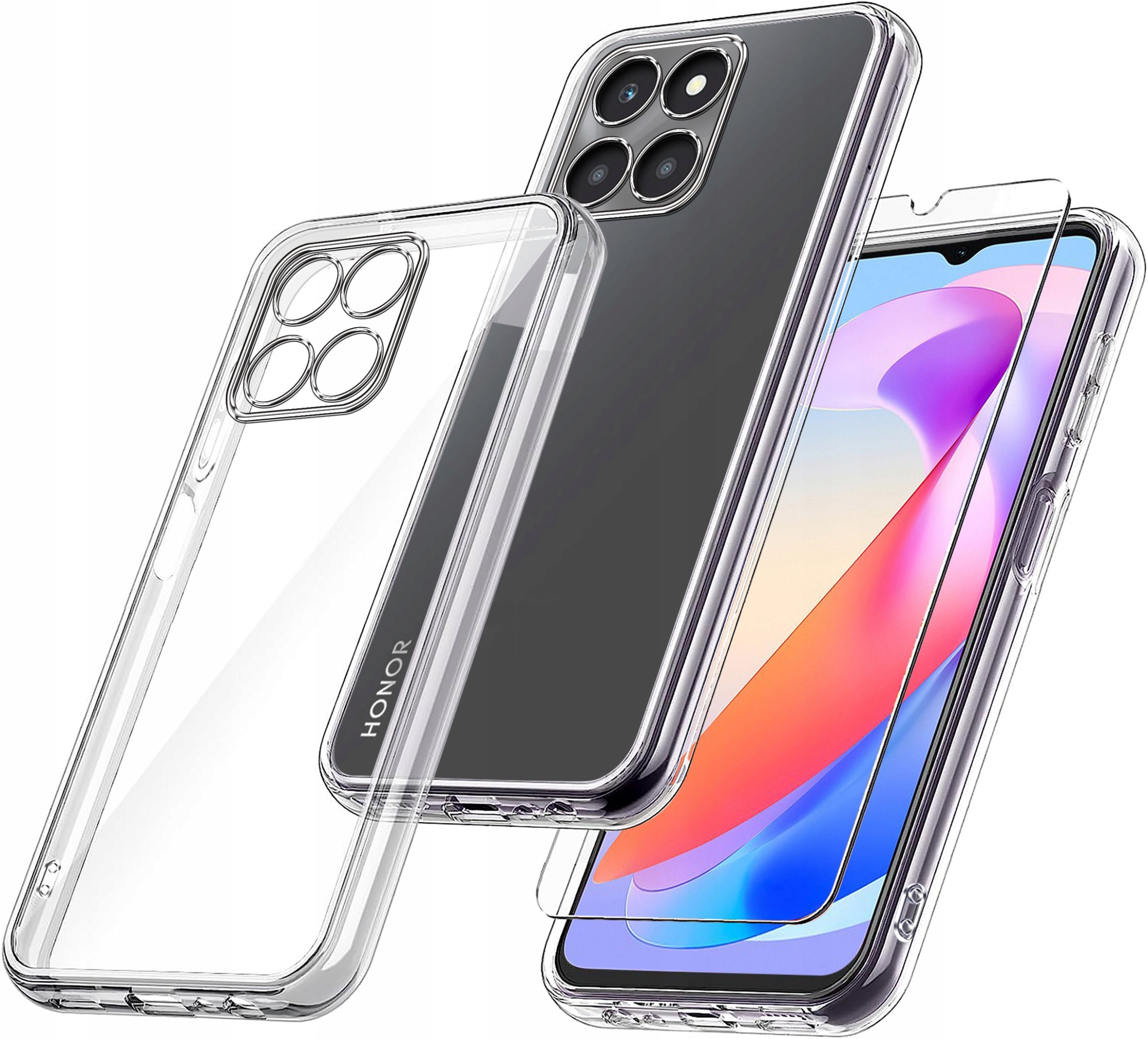 Etui do Honor X6A WZMACNIANE 360 CLEAR + Szkło 9H