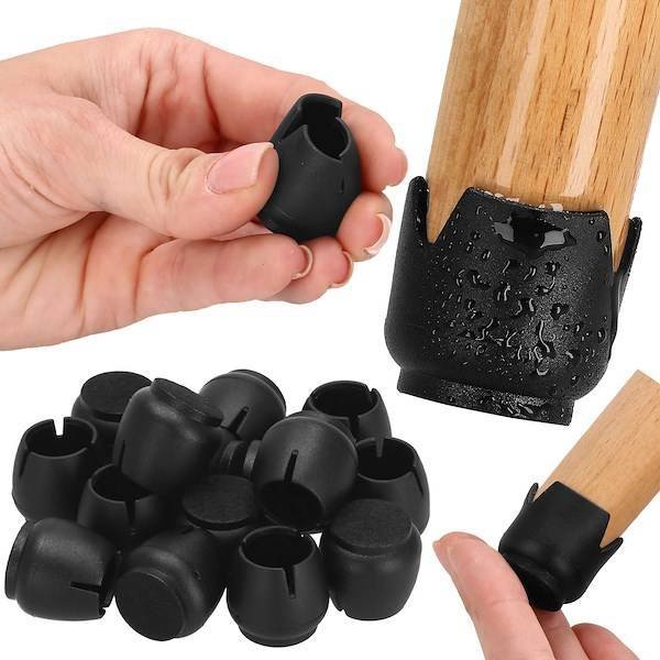 Springos Nakładki na nogi krzesła silikonowe 16 szt. czarne ochraniacze na meble 17-21 mm UNIWERSALNY