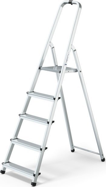 Magazynuj Drabina aluminiowa 5 stopni, wytrzymałość 150 kg - PRO