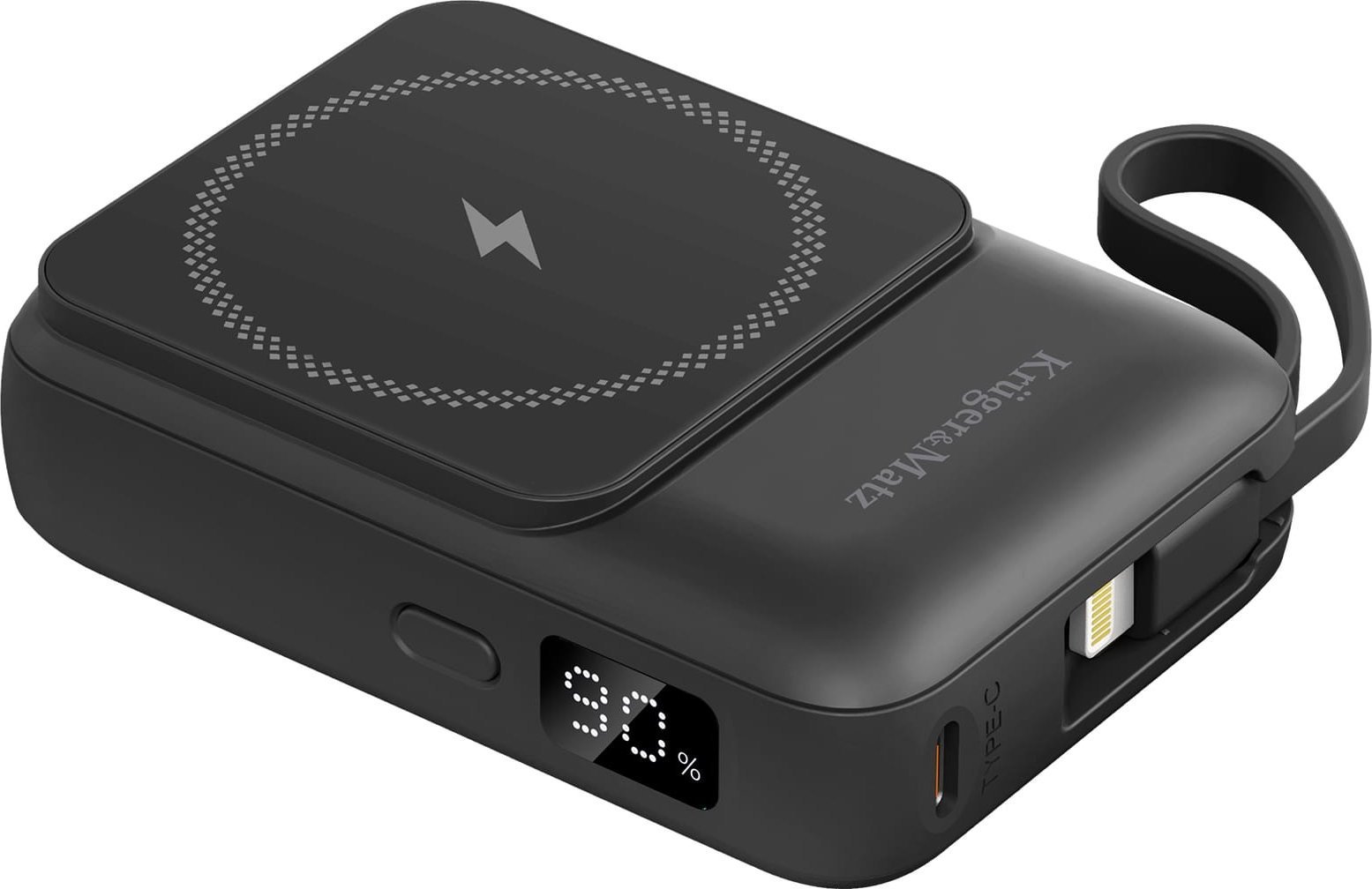 POWER BANK indukcyjny Kruger&Matz 10000 mAh Mag Safe z kablem czarny