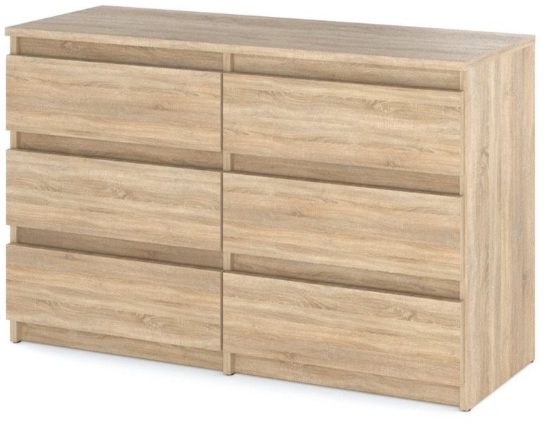 Komoda 6 Szuflad Hugo Szafka Rtv Bezuchwytowa Nowoczesna Salon Dąb Sonoma