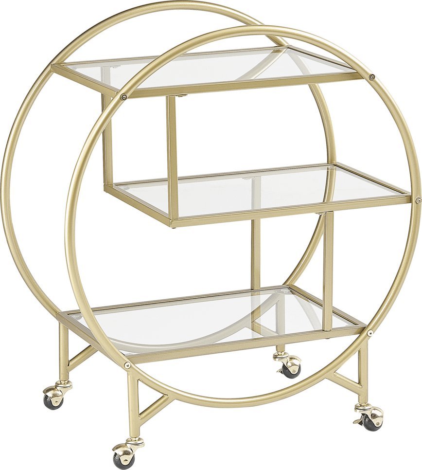 Beliani Metalowy wózek kuchenny 3-poziomowy złoty COLTON