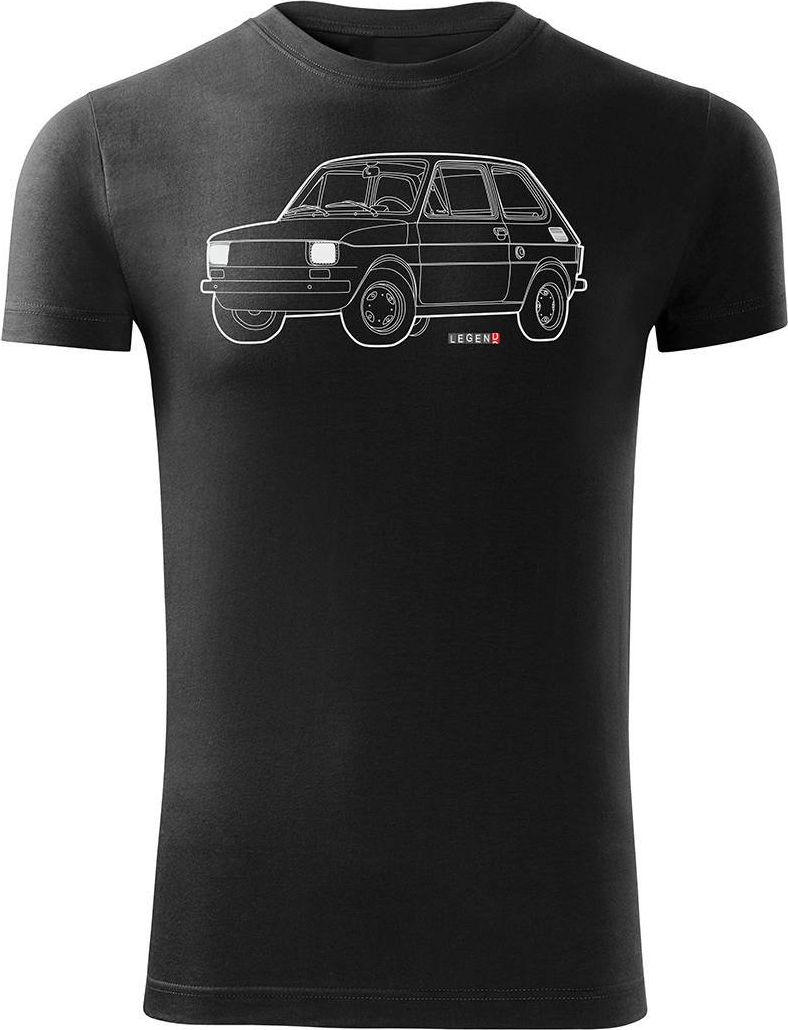 Topslang Koszulka motoryzacyjna z samochodem Fiat 126p męska czarna SLIM XL
