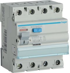 Hager Wyłącznik różnicowoprądowy 4P 63A 0,3A typ AC (CFC463J)