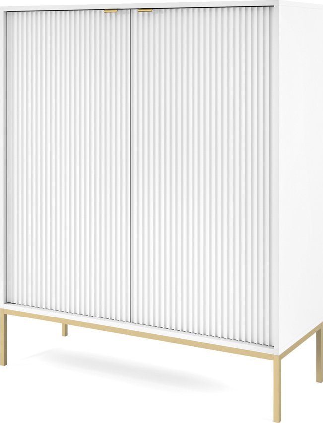 Ravio Pojemna komoda Kioto K104 w kolorze białym i złotymi nóżkami