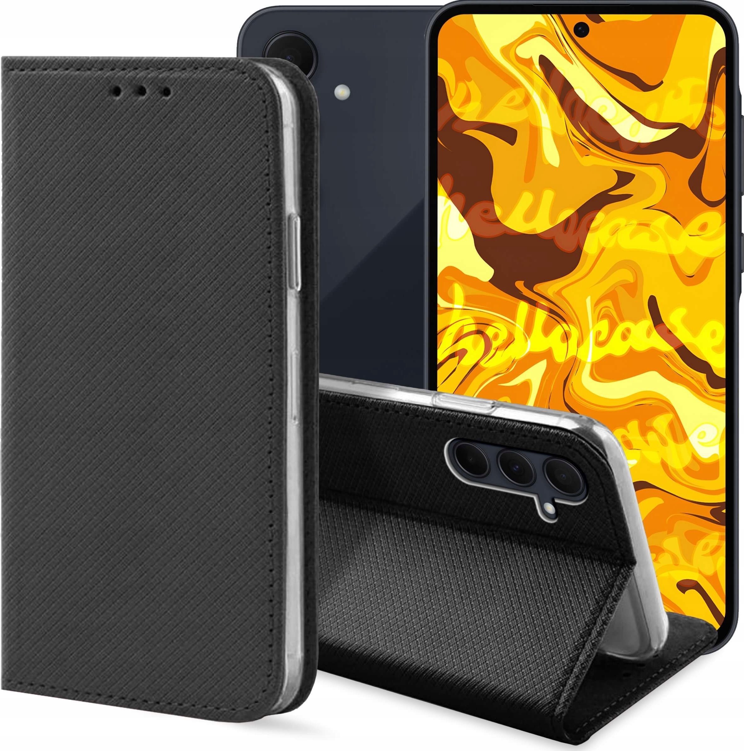 Hello Case ETUI Z KLAPKĄ DO SAMSUNG GALAXY A35 5G CZARNE ZAMYKANE MAGNETYCZNE KABURA