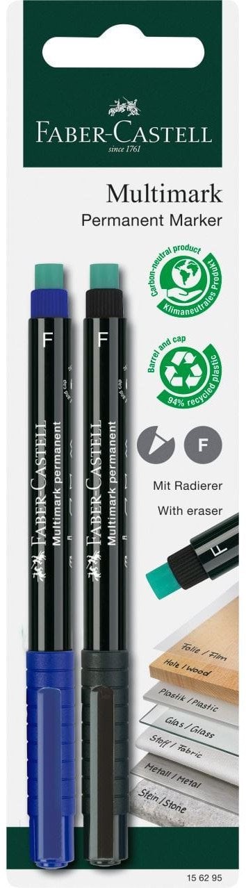 FABER-CASTELL Marker Multimark permanent F bl/sw 2x BK