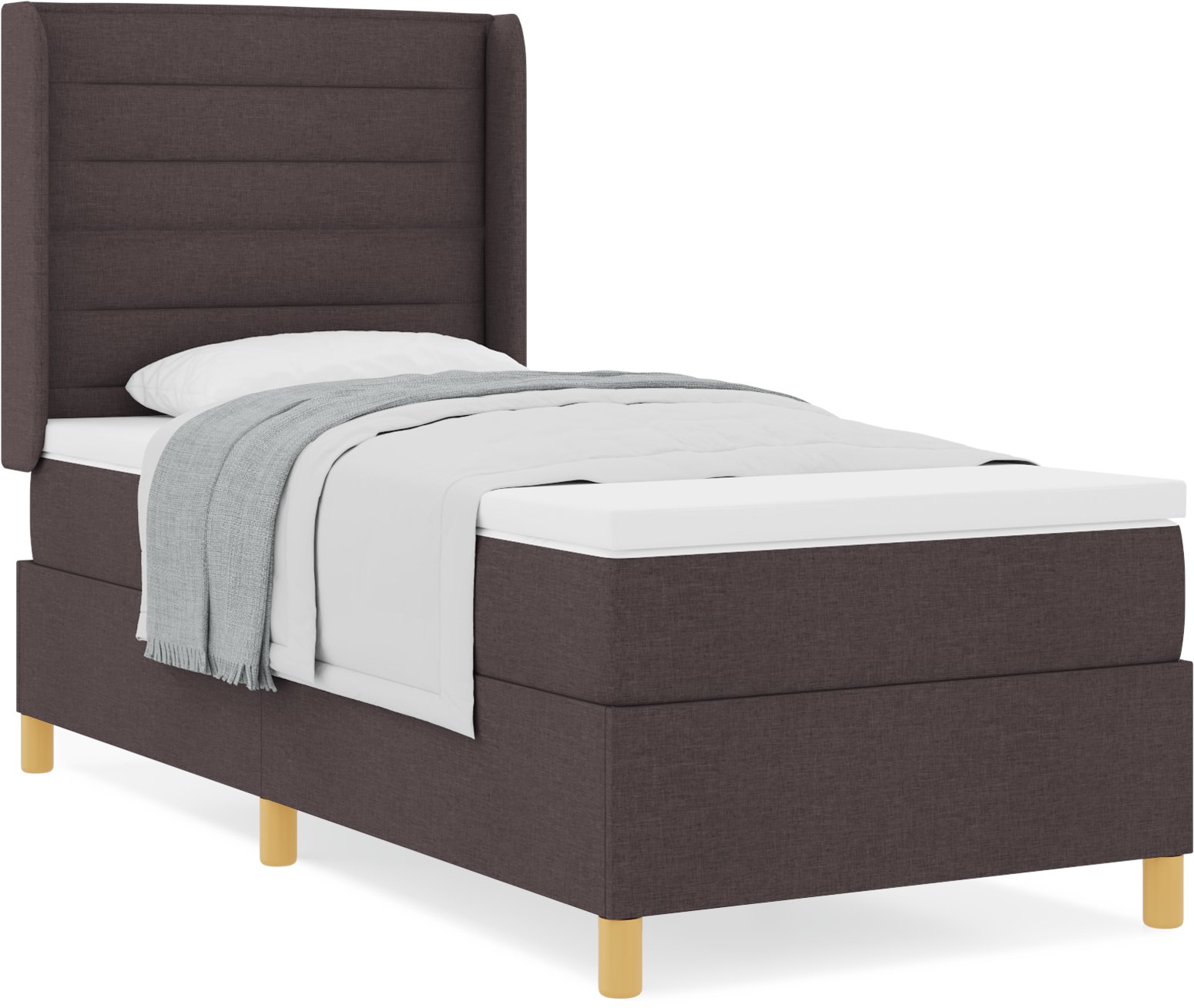 łóżko kontynentalne vidaXL z materacem ciemny brąz 90x200 cm tkanina