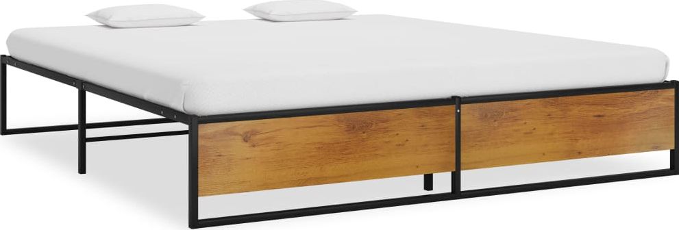 vidaXL Rama łóżka, czarna, metalowa, 200 x 200 cm