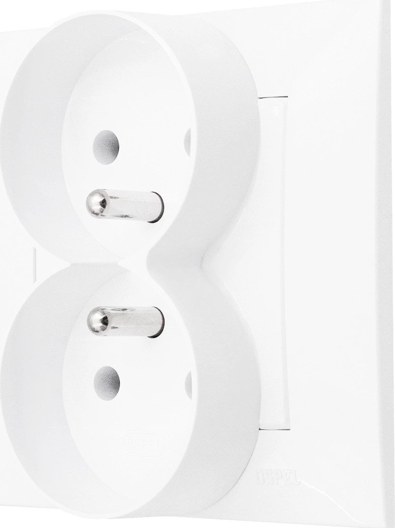 Ospel Gniazdo podwójne z uziemieniem Ospel Szafir GP-2ZZ/00 kompletne z ramką białe