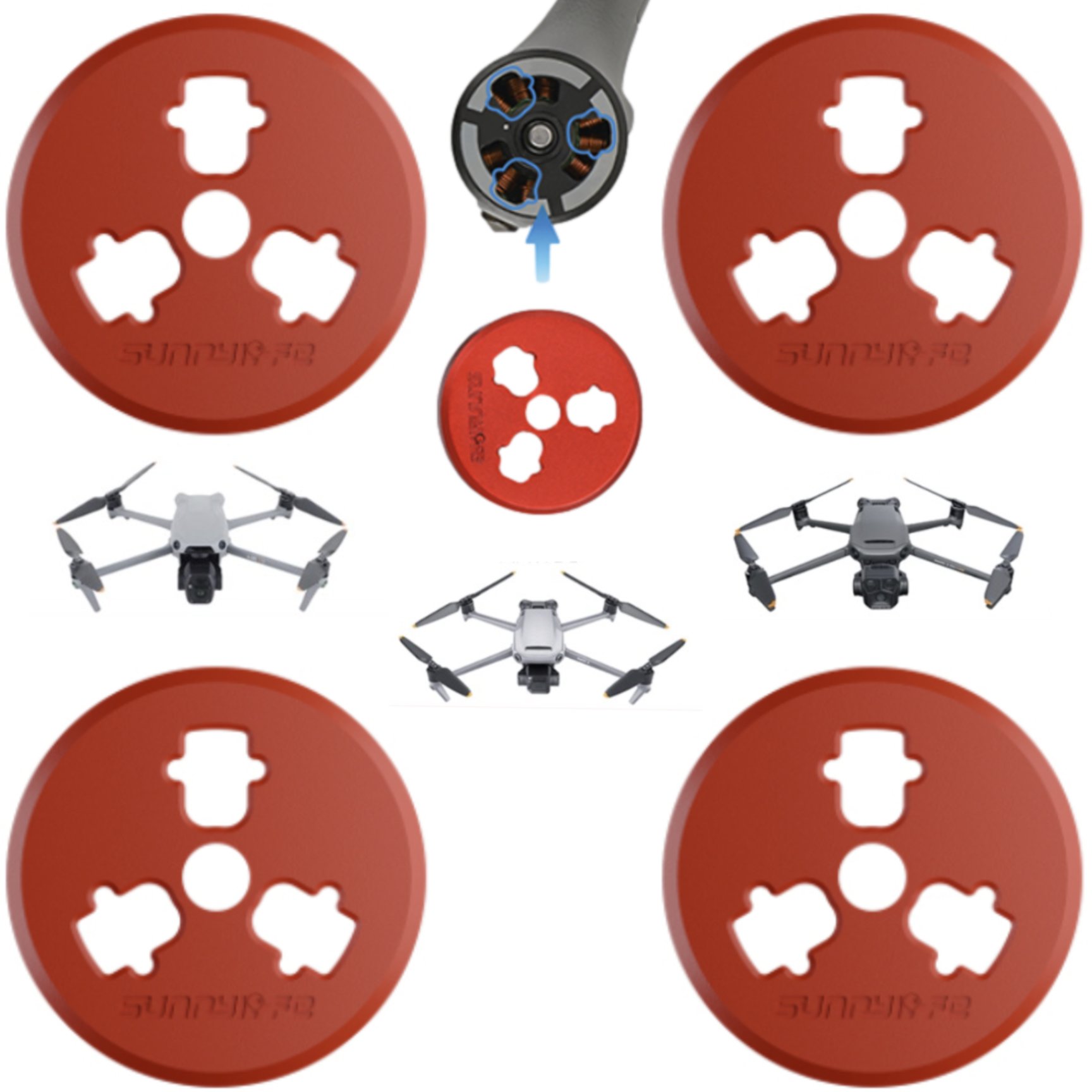 OSŁONY ZABEZPIECZENIE SILNIKÓW DO DRONA DJI AIR 3S / AIR 3 / MAVIC 3 PRO / CLASSIC - RED