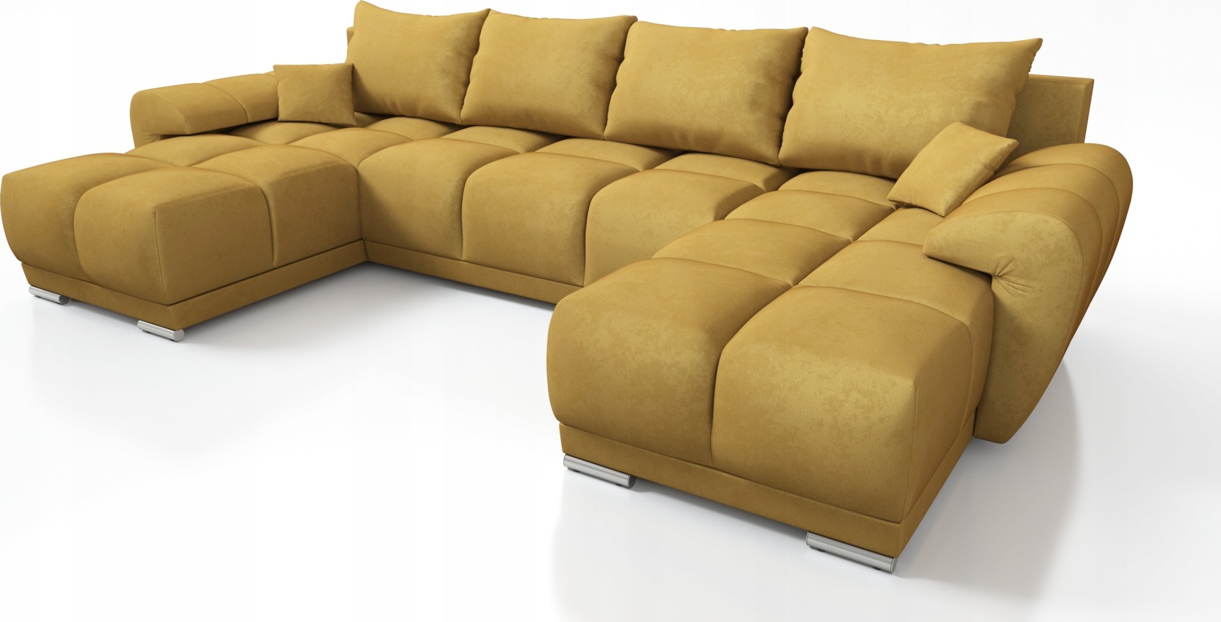 MUSZTARDOWY DUŻY NAROŻNIK ROZKŁADANY Z FUNKCJĄ SPANIA ROGÓWKA HONEY U