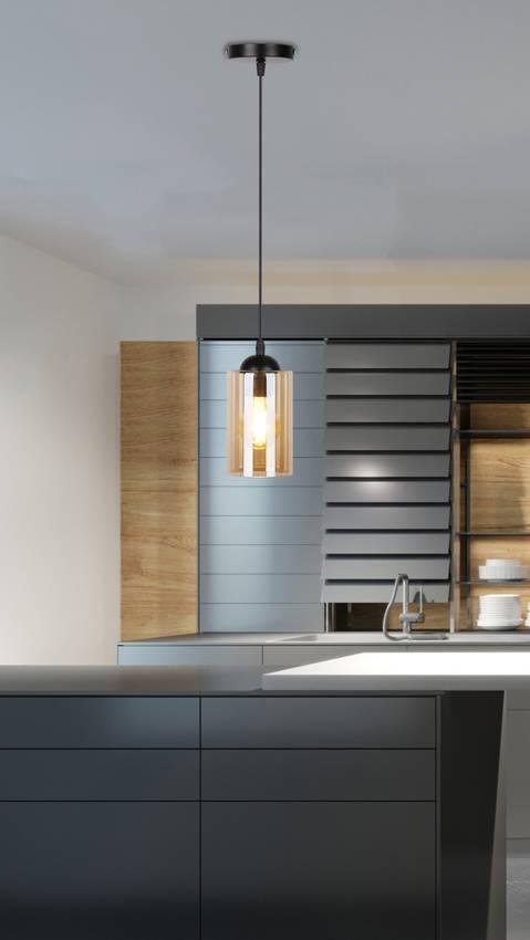 Lampa wisząca Candellux Lampa wisząca szklana czarno/brązowa Bistro 31-00569