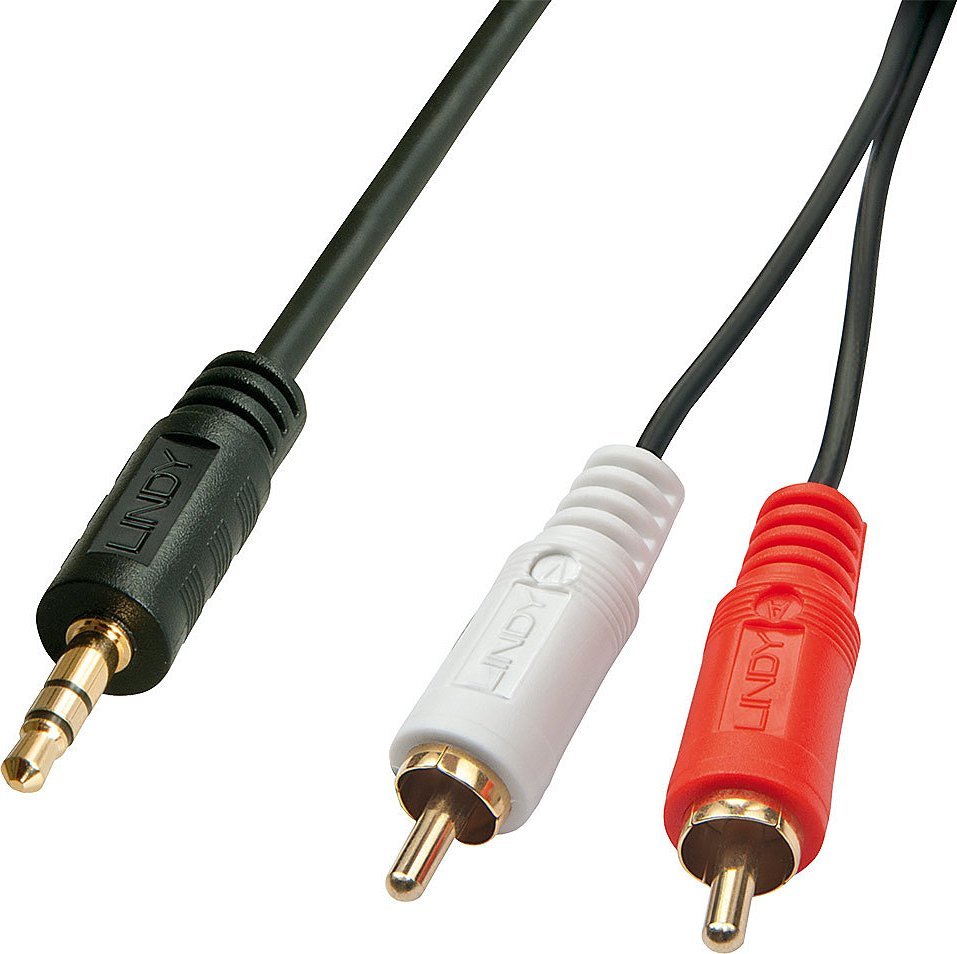 Kabel Lindy Jack 3.5mm - RCA (Cinch) x2 1m czarny (35680)